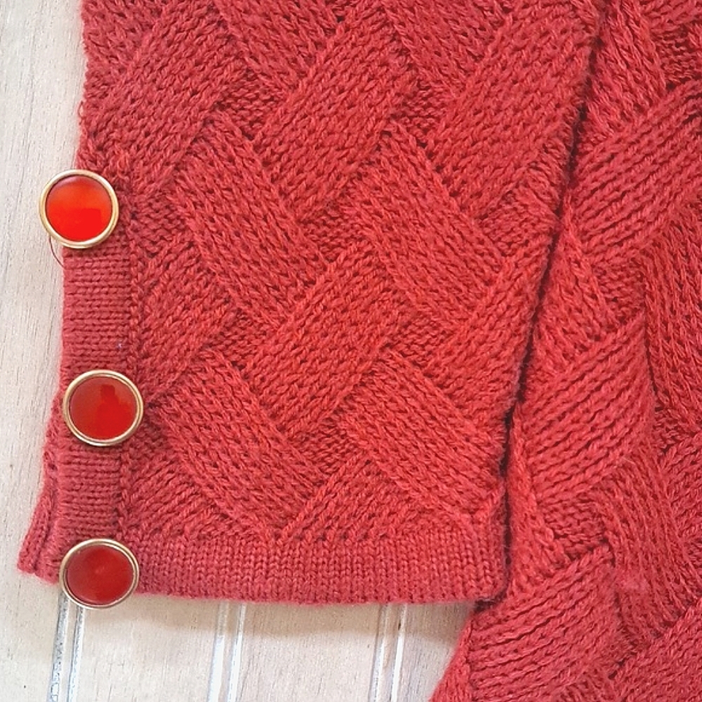 Koret Rust Red Textured Knit Woven Granny Comfy Cardigan Jacket Button Front - Picture 6 of 10